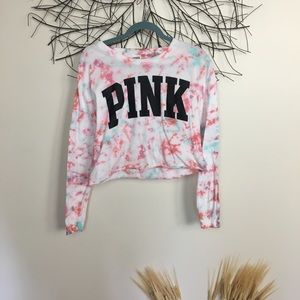 PINK Victoria's Secret Tops - VICTORIAS SECRET cropped tie dye PINK long sleeve PINK Victoria's Secret Tops - VICTORIAS SECRET cropped tie dye PINK long sleeve